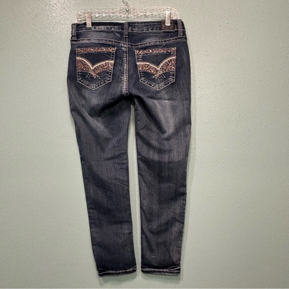Love Indigo Blue Embellished Skinny Jeans with Stretch and Distressed Details - Picture 5 of 10